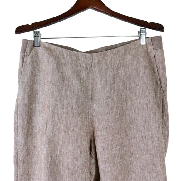 J Jill Size M Love Linen Easy Pants Straight Leg Flat Front Brown - Picture 3 of 10
